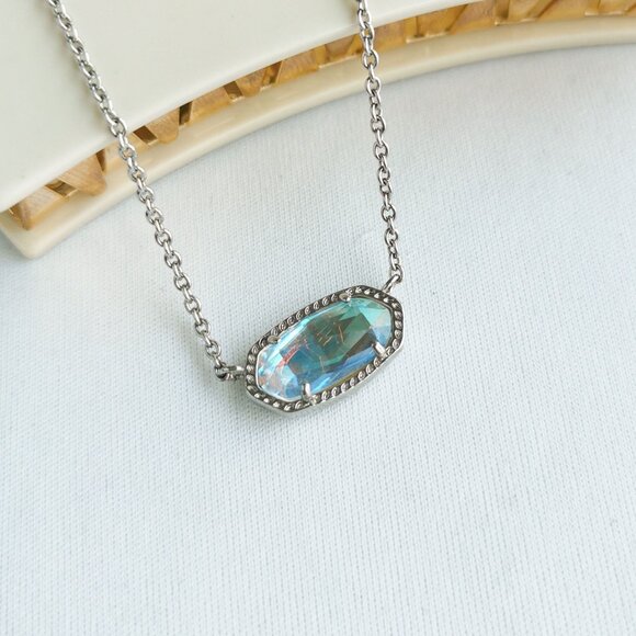 Kendra Scott Elisa Silver Dichroic Glass Necklace - Picture 1 of 4